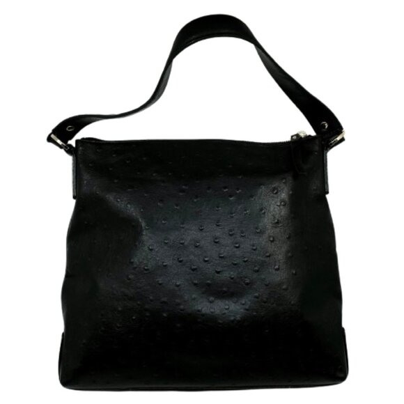 KATE SPADE~BLACK LEATHER OSTRICH EMBOSSED ZIP TOP SHOULDER BAG LIKE NEW - Picture 4 of 6